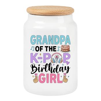 Grandpa Of The K-Pop Birthday Girl - Keksdose mit Holzdeckel - Weiß - Vorne