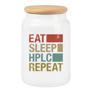 HPLC Performance Chromatography Retro Sleep Repeat - Cookie Jar with Wooden Lid - white - Front
