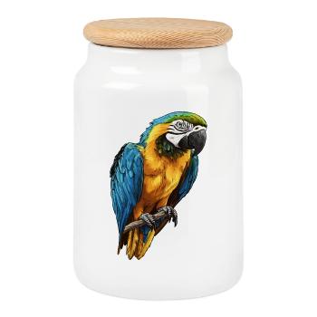 Macaw's Era - Cookie Jar with Wooden Lid - white - Front