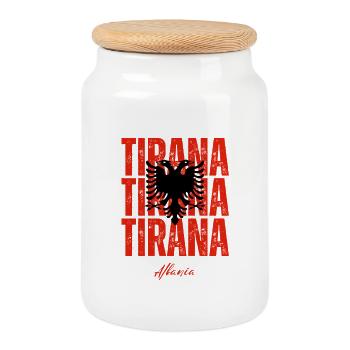 Tirana in the Heart, Albanie présent - Boîte à biscuits avec couvercle en bois - blanc - Devant