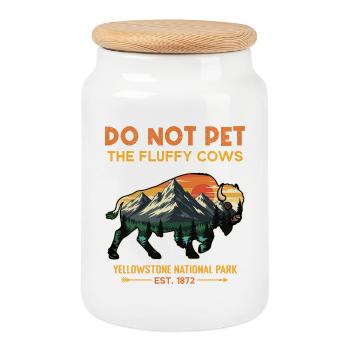Buffle duveteux du parc national de Yellowstone - Boîte à biscuits avec couvercle en bois - blanc - Devant