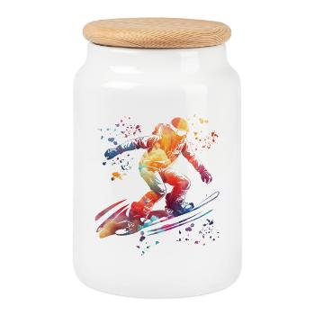 Snowboarder Snowboarding Snowboard - Keksdose mit Holzdeckel - Weiß - Vorne