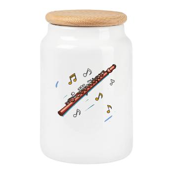 Sketch de flûte - Boîte à biscuits avec couvercle en bois - blanc - Devant