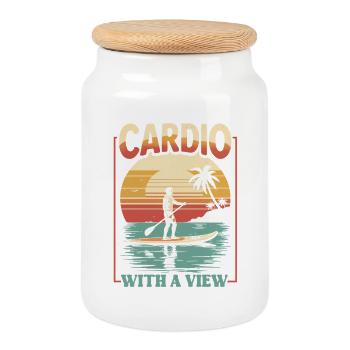 Stand Up Paddle Cardio With A View - Keksdose mit Holzdeckel - Weiß - Vorne