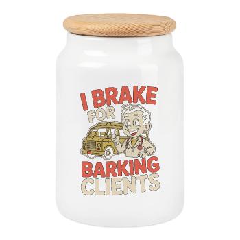 Vétérinaire mobile Je me mets en pause pour une clinique vétérinaire de Barkking - Boîte à biscuits avec couvercle en bois - blanc - Devant