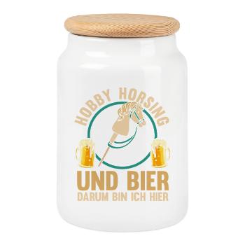 Bier Pferd Hobby Horsing - Keksdose mit Holzdeckel - Weiß - Vorne