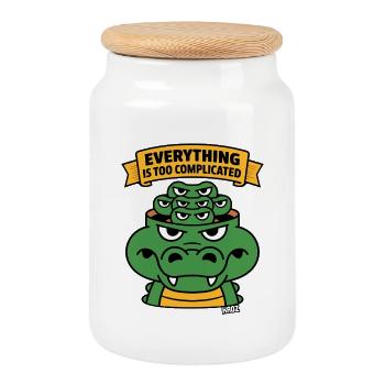 Alles ist zu kompliziert, Alligator. - Keksdose mit Holzdeckel - Weiß - Vorne