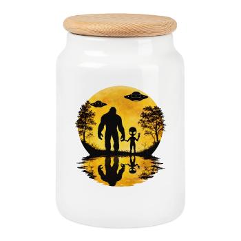 Alien Bigfoot UFO Sasquatch Believers Raumschiff - Keksdose mit Holzdeckel - Weiß - Vorne