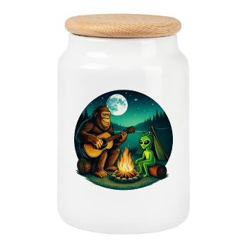 Alien Bigfoot UFO Sasquatch Believers Raumschiff - Keksdose mit Holzdeckel - Weiß - Vorne