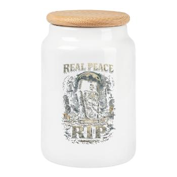 Cemetery Goth Humor Real Peace Is Spelled RIP - Cookie Jar with Wooden Lid - white - Front