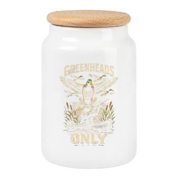 Duck Hunting Greenheads Only - Cookie Jar with Wooden Lid - white - Front
