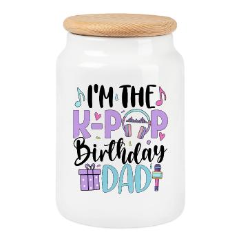 Je suis le papa d’anniversaire de K Pop - Boîte à biscuits avec couvercle en bois - blanc - Devant