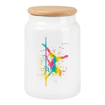 Pole Dance Bar Fitness Women Pole Dance - Cookie Jar with Wooden Lid - white - Front