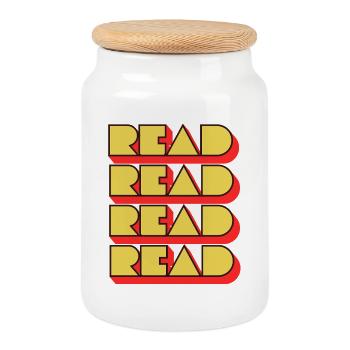 Read Design - Look rétro - Boîte à biscuits avec couvercle en bois - blanc - Devant