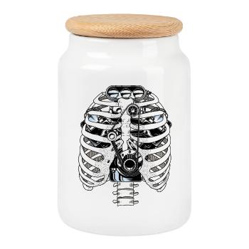 Biomech Ribcage Engine Car Mechanic - Cookie Jar with Wooden Lid - white - Front