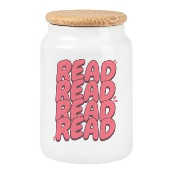 Read Design - Cute Kawaii Look - Keksdose mit Holzdeckel - Weiß - Vorne
