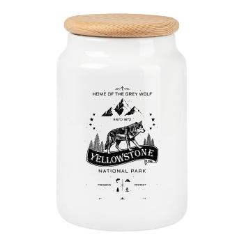Heimat des Grey Wolf Yellowstone Nationalparks - Keksdose mit Holzdeckel - Weiß - Vorne