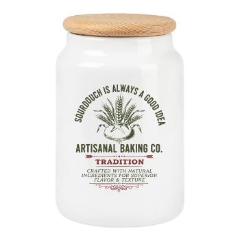 Sourdough Bread Baking Baker Bread Making Local - Cookie Jar with Wooden Lid - white - Front