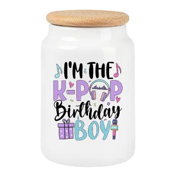 I'm The K Pop Birthday Boy - Keksdose mit Holzdeckel - Weiß - Vorne