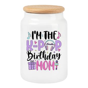 I'm The K Pop Birthday Mom - Cookie Jar with Wooden Lid - white - Front