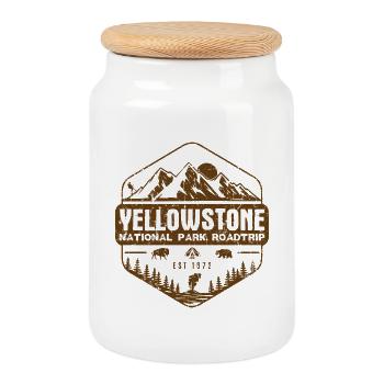Familien-Roadtrip zum Yellowstone-Nationalpark - Keksdose mit Holzdeckel - Weiß - Vorne
