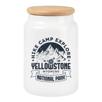 Yellowstone Nationalpark Wanderlager Erkundung - Keksdose mit Holzdeckel - Weiß - Vorne