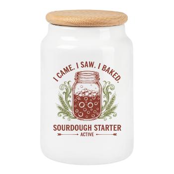 Sourdough I Came I Saw I Baked Sourdough Starter - Cookie Jar with Wooden Lid - white - Front