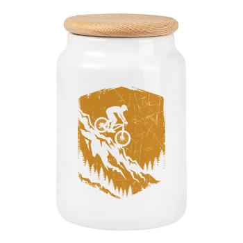 Mountain bike shirt for downhill bikers - Cookie Jar with Wooden Lid - white - Front