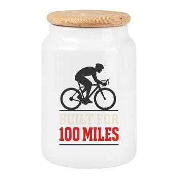 Century Ride 100-meilen-fahrt Radfahrer Century - Keksdose mit Holzdeckel - Weiß - Vorne
