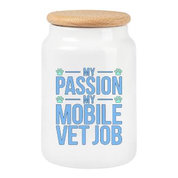 Vétérinaire mobile Ma passion Mon professionnel des soins pour animaux - Boîte à biscuits avec couvercle en bois - blanc - Devant