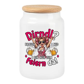Trachten T-Shirt Damen Trachtenshirt Dirndl Ersatz - Keksdose mit Holzdeckel - Weiß - Vorne