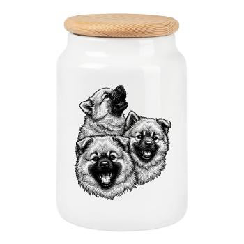 Eurasier | Des peluches - Boîte à biscuits avec couvercle en bois - blanc - Devant