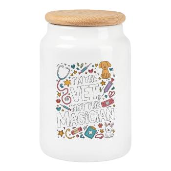 I'm The Vet Not The Magician Veterinary Assistant - Cookie Jar with Wooden Lid - white - Front