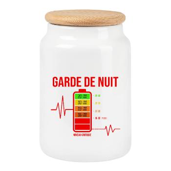 Garde de Nuit Batterie Faible Infirmière - Boîte à biscuits avec couvercle en bois - blanc - Devant