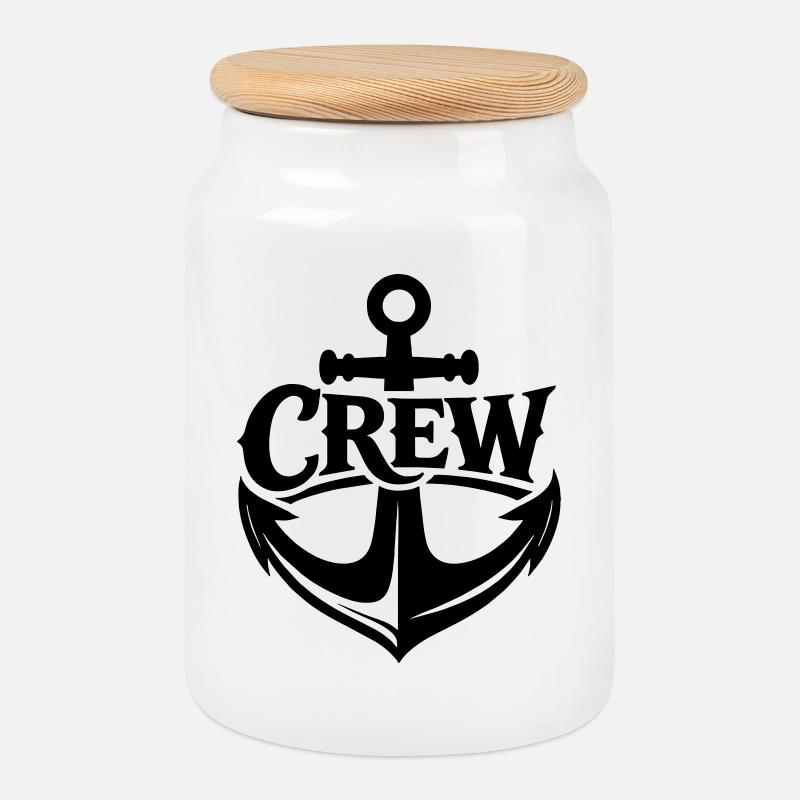 Ship's crew - Cookie Jar with Wooden Lid - white