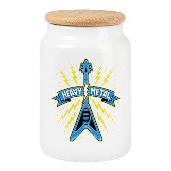 Bannière Heavy Metal avec guitare électrique - Boîte à biscuits avec couvercle en bois - blanc - Devant