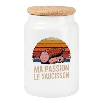  Ma Passion Le Saucisson Französische Wurstliebe - Keksdose mit Holzdeckel - Weiß - Vorne