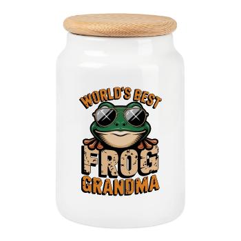 Meilleure grenouille grand-mère du monde avec - Boîte à biscuits avec couvercle en bois - blanc - Devant