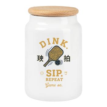 Pickleball funny player pickle ball pickleball - Cookie Jar with Wooden Lid - white - Front