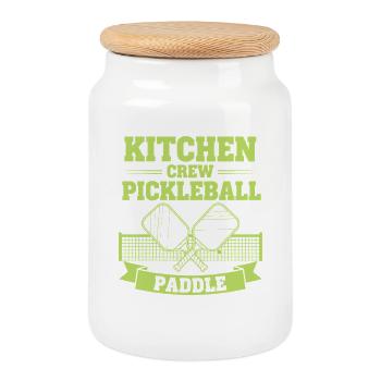 Pickleball Kitchen Crew Joueur drôle de pickleball - Boîte à biscuits avec couvercle en bois - blanc - Devant