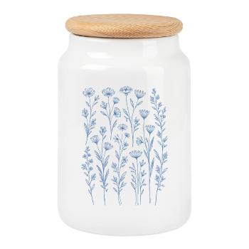 Vintage Flower Women Wildflower Garden Garden - Cookie Jar with Wooden Lid - white - Front