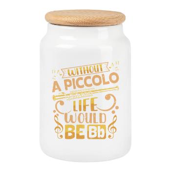 Piccoloist life would be Bb Marching Band - Cookie Jar with Wooden Lid - white - Front