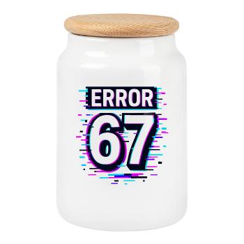 Idée de cadeau Error 67 Six Seven Glitch Cyber Meme - Boîte à biscuits avec couvercle en bois - blanc - Devant