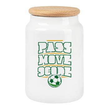 Entraîneur de football pour les sports jeunesse - Boîte à biscuits avec couvercle en bois - blanc - Devant