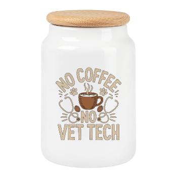 Vet Tech No Coffee No Animal Hospital Coffee Lover - Keksdose mit Holzdeckel - Weiß - Vorne