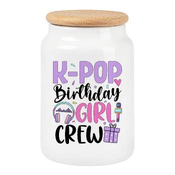 K Pop Birthday Girl Crew - Keksdose mit Holzdeckel - Weiß - Vorne