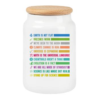 Colorful Science Statements - Cookie Jar with Wooden Lid - white - Front