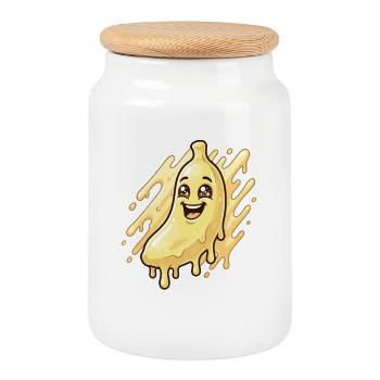 Laughing Blob Banana - Cookie Jar with Wooden Lid - white - Front