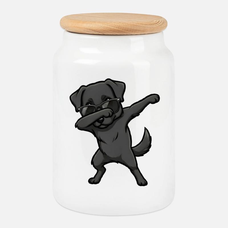 Dabbing Labrador Retriever - Cookie Jar with Wooden Lid - white
