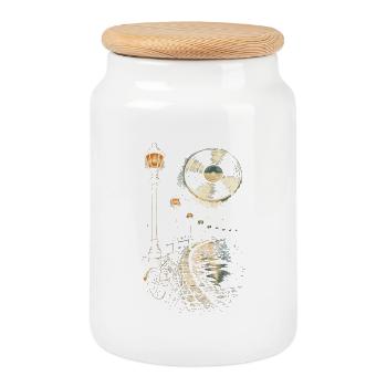 Vinyl Collector Record Collector Vinyl Records - Cookie Jar with Wooden Lid - white - Front